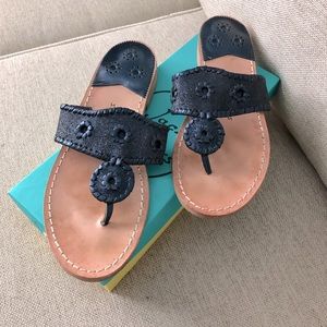 Jack Rogers flat sandals in navy blue glitter. Size 10